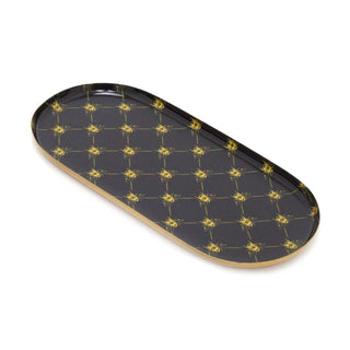 Set Of 3 Black and Gold Bee Display Tray Candle Trays | 3 Piece Metal Trinket Tray Jewellery Dish | Display Dish Set