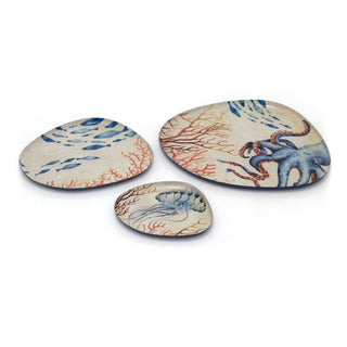 Set of 3 Nautical Trays | Ocean - Themed Abstract Vanity, Perfume & Bathroom Trays