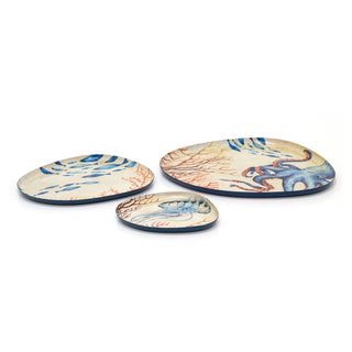 Set of 3 Nautical Trays | Ocean - Themed Abstract Vanity, Perfume & Bathroom Trays