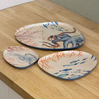 Set of 3 Nautical Trays | Ocean - Themed Abstract Vanity, Perfume & Bathroom Trays