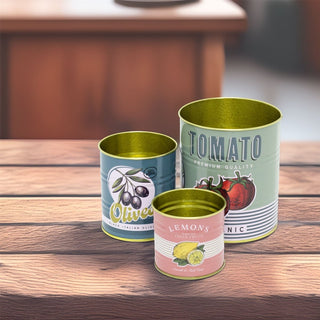 Set of 3 Retro - Style Storage Tins | 3 - piece Vintage Replica Food Cans