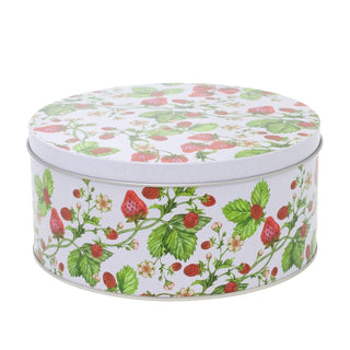 Set of 3 Strawberry Nesting Tins | 3 - piece Strawberry Field Round Storage Tins