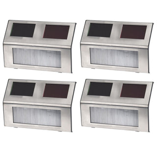 Set of 4 Garden Solar Lights | Stainless Steel Garden Wall Fence Decking Lights