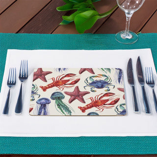 Set of 4 Sea Life Placemats | Sea Creatures Cork Dining Table Place Mats - 29cm