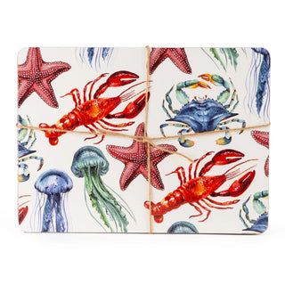 Set of 4 Sea Life Placemats | Sea Creatures Cork Dining Table Place Mats - 29cm