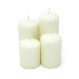 Set of 4 Unscented Ivory Pillar Candles | Long - Burning Candles for Home & Events