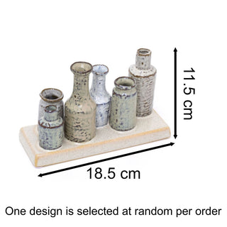 Set of 6 Mini Traditional Vases on Ceramic Plinth | Small Bud Vases for Flowers