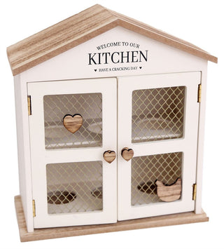 Shabby Chic Cream Wooden House Egg Rack Holder ~ Love Heart Kitchen Storage