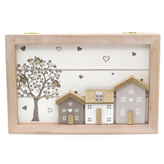 Shabby Chic House Design Wooden Tea Box Caddy 24x16cm | 6 Compartment Tea Bag Storage Box | Kitchen Organiser Tea Case