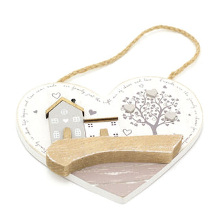 Shabby Chic Wooden Heart Shaped Family And Friends Sign | Family Friends Quotes Heart Wall Plaque | Wooden Hanging Hearts