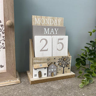 Shabby Chic Wooden Perpetual Calendar | Desk Calendar Flip Calendar | Desktop Calendar House Calendar