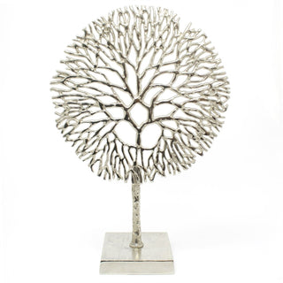 Silver Coral Sculpture Decorative Ornament on Metal Stand Tree Of Life Jewellery Stand - Silver Metal Coral Ornament On Aluminium Base