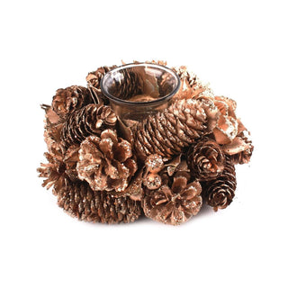 Single Gold Glitter Christmas Tealight Candle Holder Table Decoration 16cm