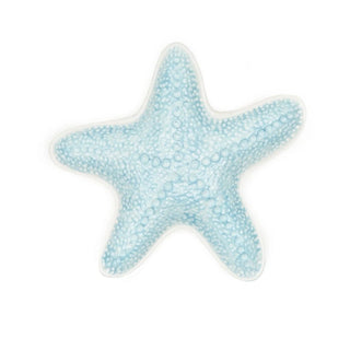 Small Embossed Starfish Ornament | Reactive Glaze Nautical Trinket Dish - 13cm
