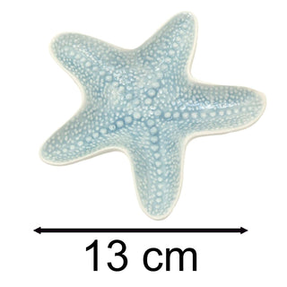 Small Embossed Starfish Ornament | Reactive Glaze Nautical Trinket Dish - 13cm
