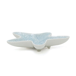 Small Embossed Starfish Ornament | Reactive Glaze Nautical Trinket Dish - 13cm