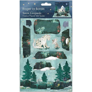 Snow Leopards Pop & Slot 3D Decoration | Build Your Own Winter Landscape Diorama