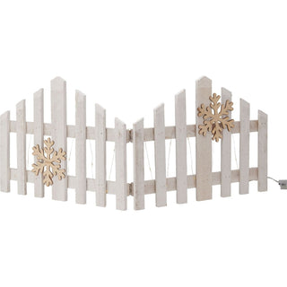 Snowflake LED Light Up Christmas Tree Fence | White Wooden Picket Fence Skirt | Festive Xmas Tree Decoration - 76 x 30cm