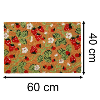 Strawberry Coir Doormat | Summer Fruit Design Non - Slip Outdoor Door Mat 40x60cm