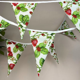 Strawberry Fabric Bunting | Vintage Cotton Garland with 12 Pennants - 3.2m