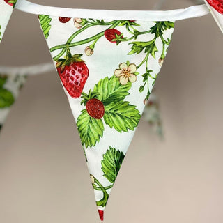 Strawberry Fabric Bunting | Vintage Cotton Garland with 12 Pennants - 3.2m