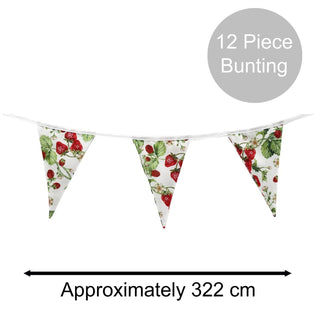Strawberry Fabric Bunting | Vintage Cotton Garland with 12 Pennants - 3.2m