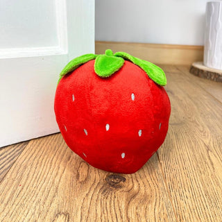 Strawberry Fabric Doorstop | Novelty Strawberry Shaped Fruit Door Stop - 14cm