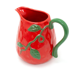 Strawberry Flower Jug Vase | Ceramic Decorative Pitcher for Flowers - 16cm