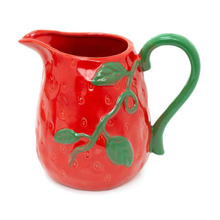 Strawberry Flower Jug Vase | Ceramic Decorative Pitcher for Flowers - 16cm