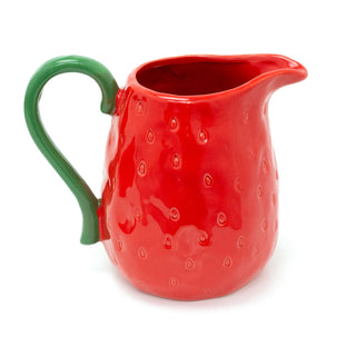 Strawberry Flower Jug Vase | Ceramic Decorative Pitcher for Flowers - 16cm