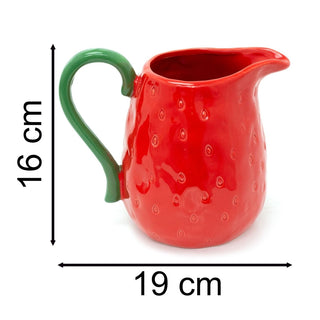 Strawberry Flower Jug Vase | Ceramic Decorative Pitcher for Flowers - 16cm