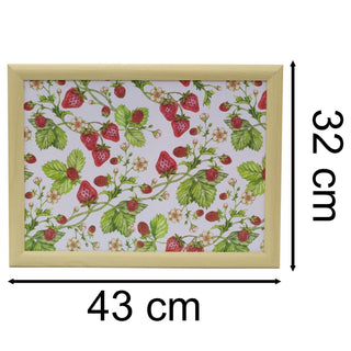 Strawberry Lap Tray with Cushion | Bean Bag Cushioned Tray for Eating - 43x32cm
