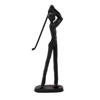 Stylish Metal Golfer Figurine | Minimalist Golf Statue for Desk or Shelf - 18cm