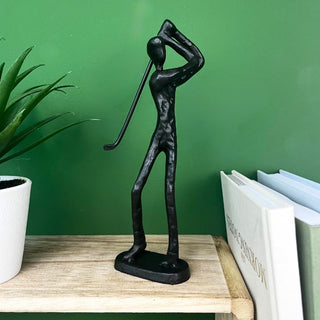 Stylish Metal Golfer Figurine | Minimalist Golf Statue for Desk or Shelf - 18cm