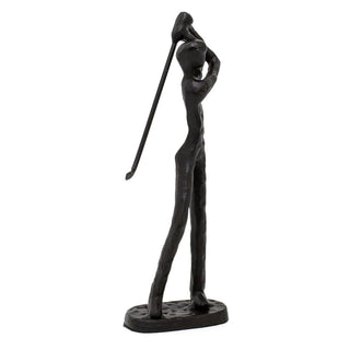 Stylish Metal Golfer Figurine | Minimalist Golf Statue for Desk or Shelf - 18cm