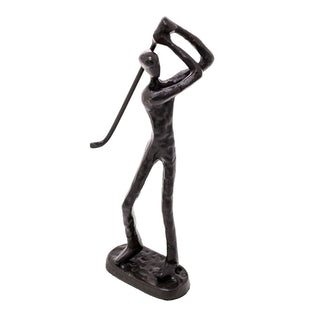 Stylish Metal Golfer Figurine | Minimalist Golf Statue for Desk or Shelf - 18cm
