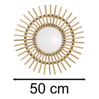 Sunburst Wall Mirror | Round Wall - Mounted Wooden Sun Mirror For Walls - 50cm