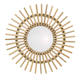 Sunburst Wall Mirror | Round Wall - Mounted Wooden Sun Mirror For Walls - 50cm
