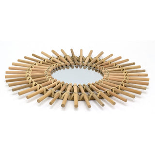 Sunburst Wall Mirror | Round Wall - Mounted Wooden Sun Mirror For Walls - 50cm