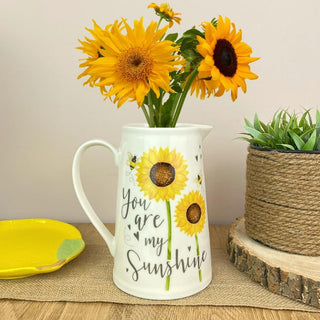 Sunflower Ceramic Water Jug Pitcher ~ Decorative Flower Vase - You Are My Sunshine
