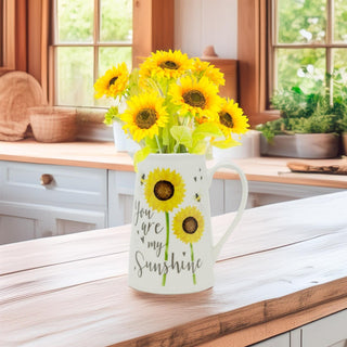 Sunflower Ceramic Water Jug Pitcher ~ Decorative Flower Vase - You Are My Sunshine