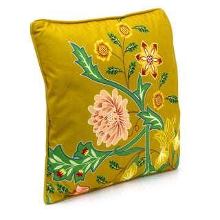 Sussex Yellow Floral Fabric Scatter Cushion | Cushion for Sofa, Bed, Chairs 40cm