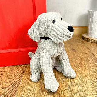 Take Me Home Door Stop - 28Cm Ribbed Grey Dog