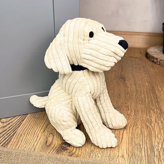 Take Me Home Door Stop - 28Cm Ribbed Vanilla Dog