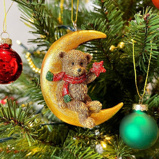 Teddy Bear on the Moon Christmas Bauble | Teddy Ornament for Christmas Tree 8cm
