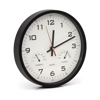 Temperature Humidity Wall Clock | Round Hygrometer Thermometer Wall Clock - 25cm
