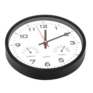 Temperature Humidity Wall Clock | Round Hygrometer Thermometer Wall Clock - 25cm