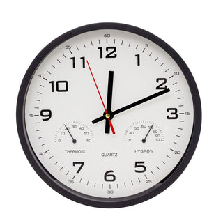 Temperature Humidity Wall Clock | Round Hygrometer Thermometer Wall Clock - 25cm