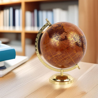 Terracotta & Gold Desk Globe | Decorative Vintage - Style World Globe Ornament