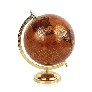 Terracotta & Gold Desk Globe | Decorative Vintage - Style World Globe Ornament